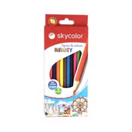 Caja de 12 Lápices de colores largos - SkyColor