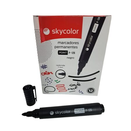 Marcador Permanente Negro - Util Uno / Sky Color
