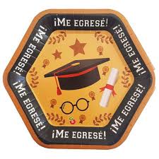 Plato egresados hexagonal grande