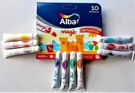Caja de 10 Temperas (colores varios) de 8gr